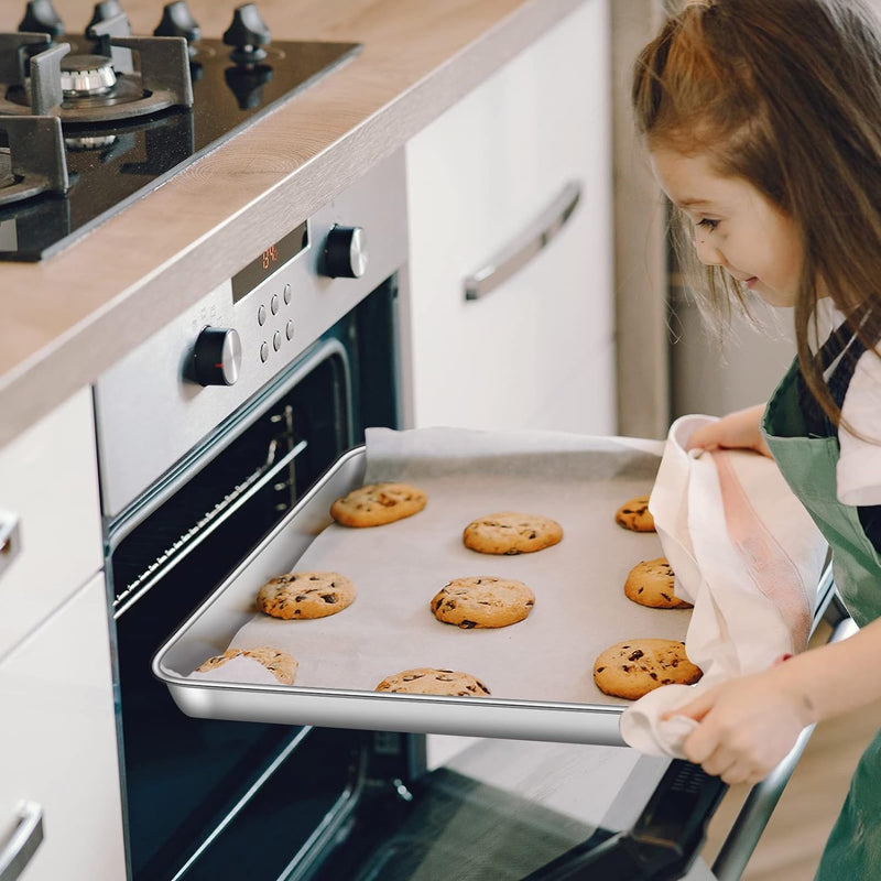 Stainless Steel Baking Sheet Set - 2 Pack Non-Toxic  Heavy Duty Mirror Finish 12x10x1 Dishwasher Safe