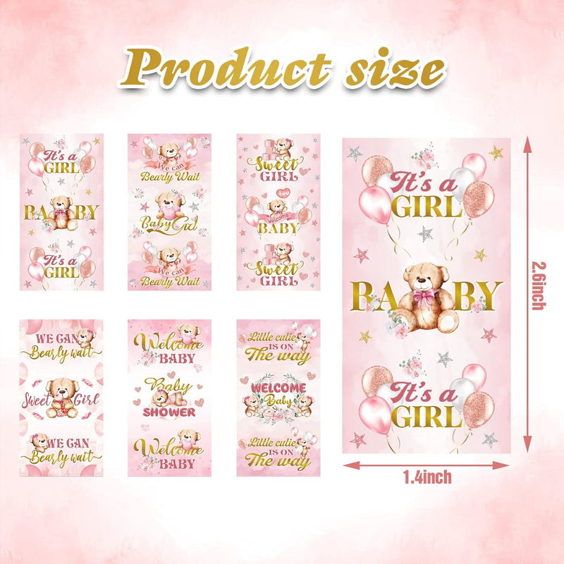 Baby Shower Candy Wrapper Stickers - Pink Girl Style 90 Pieces No Candy