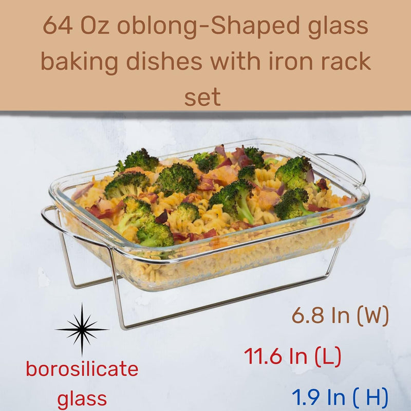 3-Piece Glass Casserole Bakeware Set - Durable  Microwave Safe