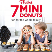lifeeverkeep Mini Donut Maker Machine,Mini Donut Maker Machine for Kid-Friendly Breakfast, Snacks, Desserts & More, Makes 7 Doughnuts - Aqua