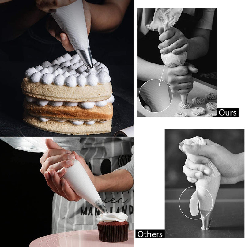 400 Disposable 12 Piping Bags - Anti-Burst Tipless for Cake Frosting and Cookie Decoration