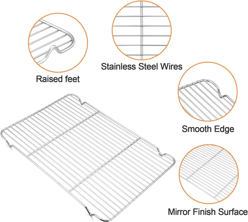 TeamFar Baking Sheet Set- 2 Pans  2 Racks Stainless Steel Non-Toxic Easy Clean Dishwasher Safe - Pack of 4