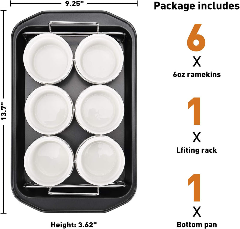 Creme Brulee Set with 6 Ramekins Stainless Steel Rack and 9 X 13 Pan