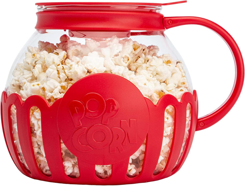 Ecolution Micro-Pop Microwave Popcorn Popper - Temperature Safe with 3-in-1 Lid BPA-Free Dishwasher Safe 15-Quart Pink