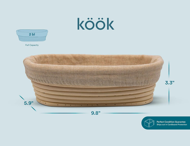 Kook Sourdough Bread Proofing Set with Banneton Baskets Tools and Case