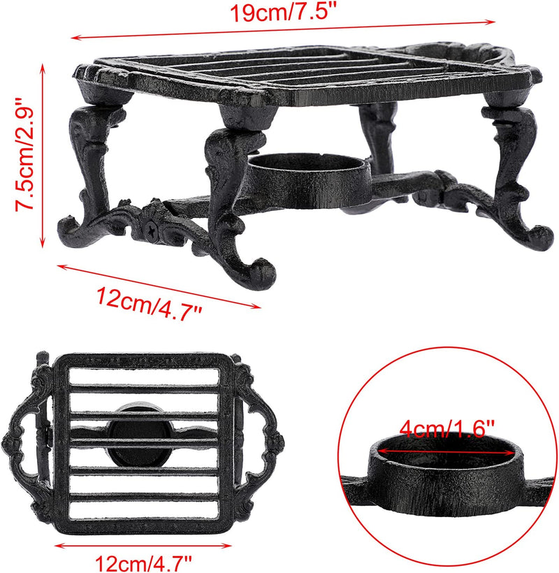 OwnMy Square Cast Iron Teapot Warmer Stand with Tealight Candle Holder, Metal Tea Warmer Mug Kettle Coffee Pot Warmer Cast Iron Pot Trivet Heavy Duty Tea Pot Heater for Heating Milk Coffee Tea Soup