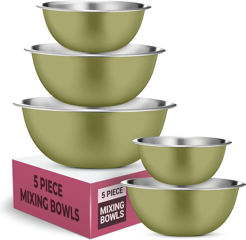 Stainless Steel Mixing Bowl Set - Space Saving Easy to Clean 5 Pieces