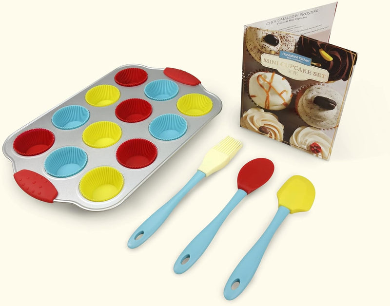 Handstand Kitchen 20-Piece Mini Cupcake Baking Set for Kids with Recipes