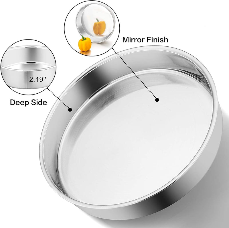 PP Chef 4 Stainless Steel Baking Pan Set for Mini Cakes Pizzas and Quiches - Non-Toxic Leakproof and Easy to Clean