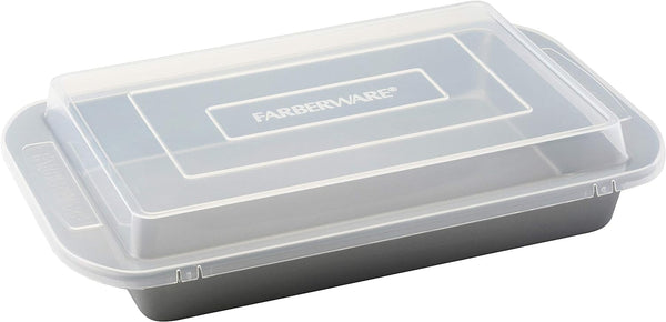 Farberware Nonstick Bakeware Cake Pan with Lid - 9x13 Inches Gray