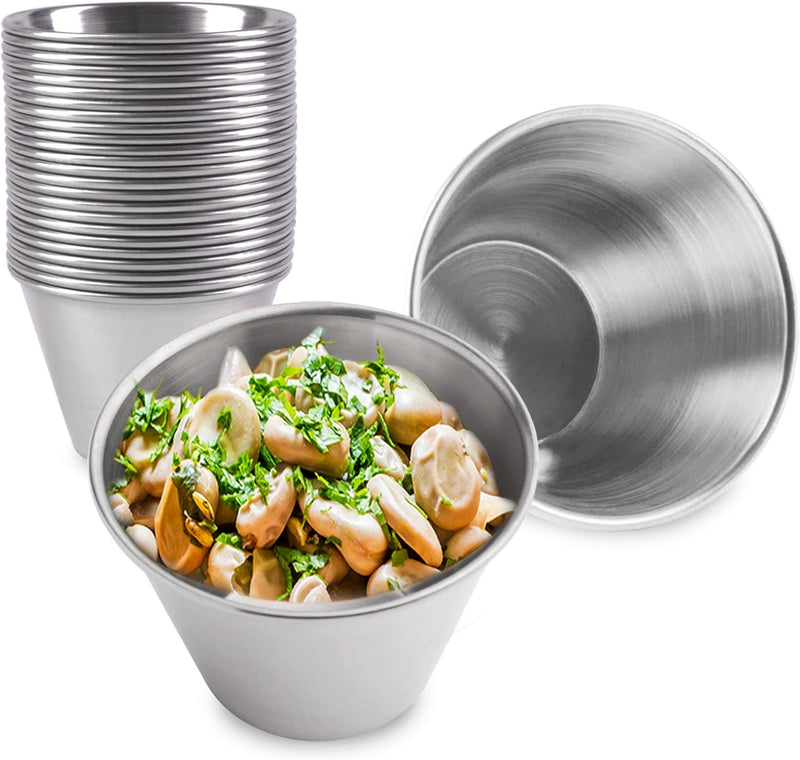 Stainless Steel Round Sauce Cups - Commercial Grade 24 Pack