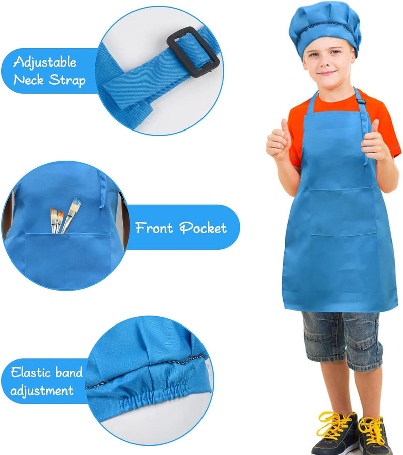 Kids Chef Apron and Hat Set for Cooking Baking and Painting