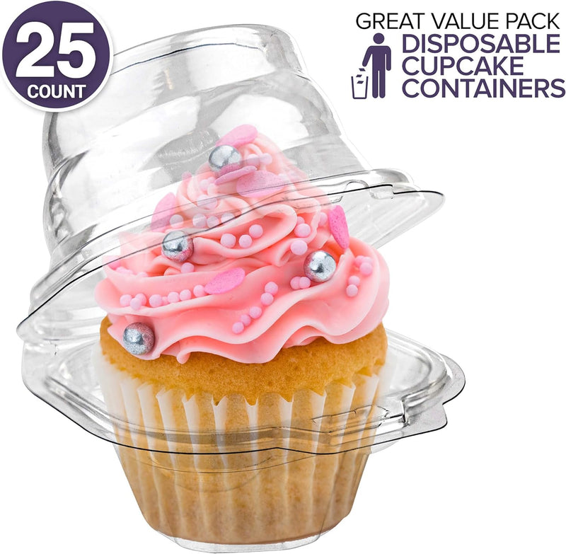 Clear Plastic Cupcake Containers with Dome Lid 100 Count - BPA-Free