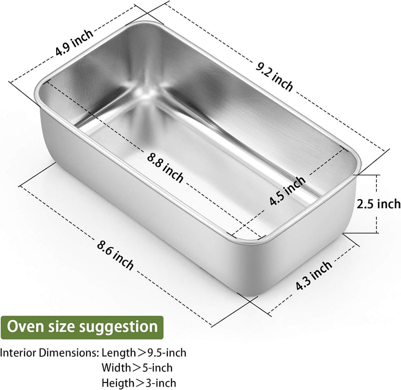 Stainless Steel Loaf Pan Set - 2 Pans for Baking Bread  Meatloaf