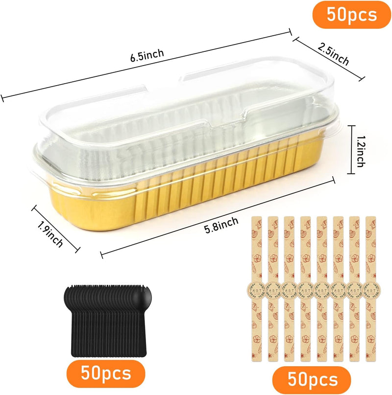 Mini Cake Pans with LidsSet of 50 Aluminum Foil Disposable 68 Oz Capacity Ideal for Baking Bread Cupcakes and Small Cakes - Perfect for Weddings Birthdays and Parties
