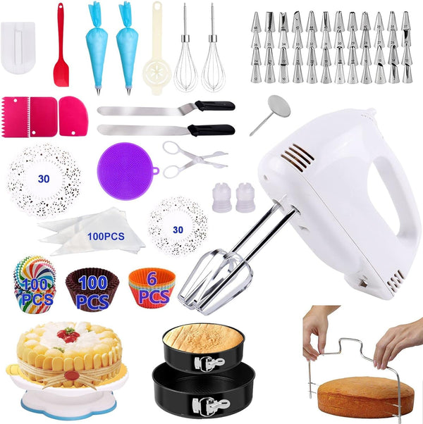 238 Piece Cake Decorating Set with Electric Hand Mixer Bowls and Pans
