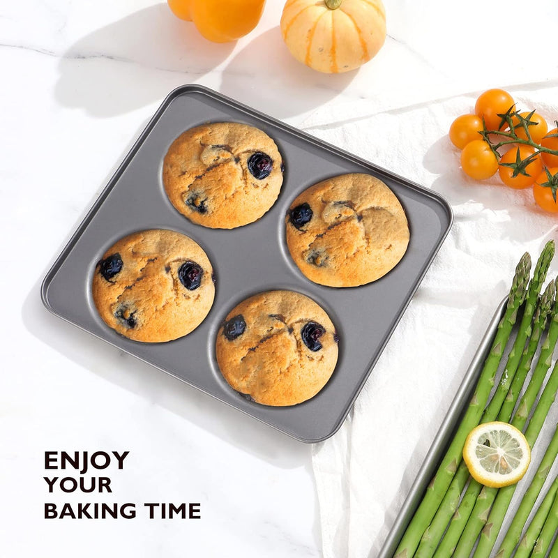 HONGBAKE Nonstick Muffin Pan - 12 Cup 2 Pack - Dark Grey