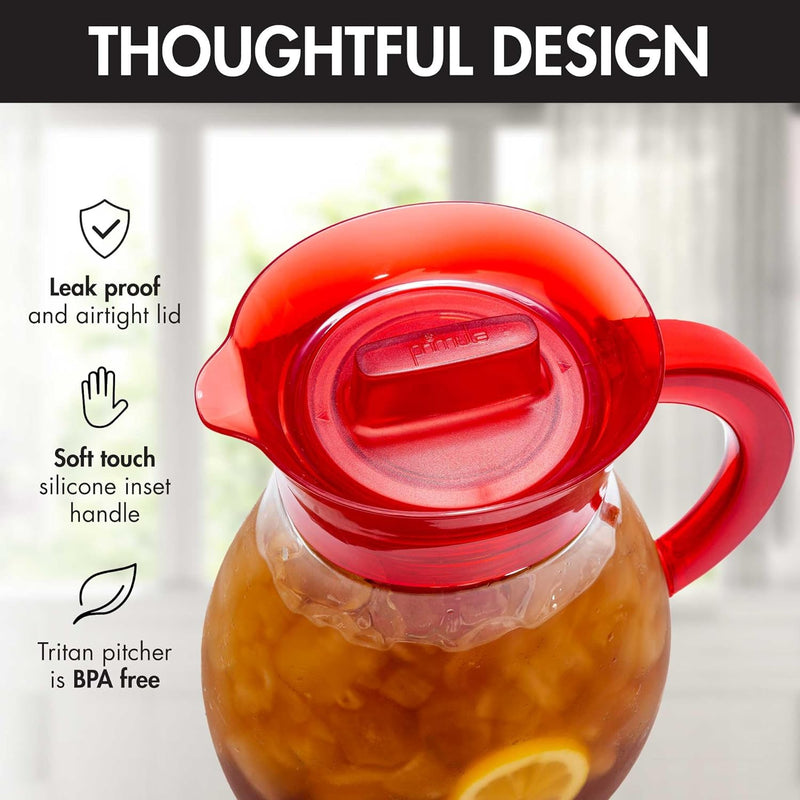 Primula The Big Iced Tea Maker Tritan Plastic Infusion Beverage Pitcher with Leak Proof, Airtight Lid, Fine Mesh & Beverage System – Includes Fruit, Tea Infusion Chill Core, 2.9 quart