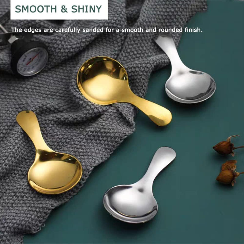 Watris Veiyi 5PCS Short Handle Spoons, Small Scoops for Canisters, Mini Gold Spoons, Spice Jars Spoon for Salt Sugar Condiments Coffee Tea Dessert