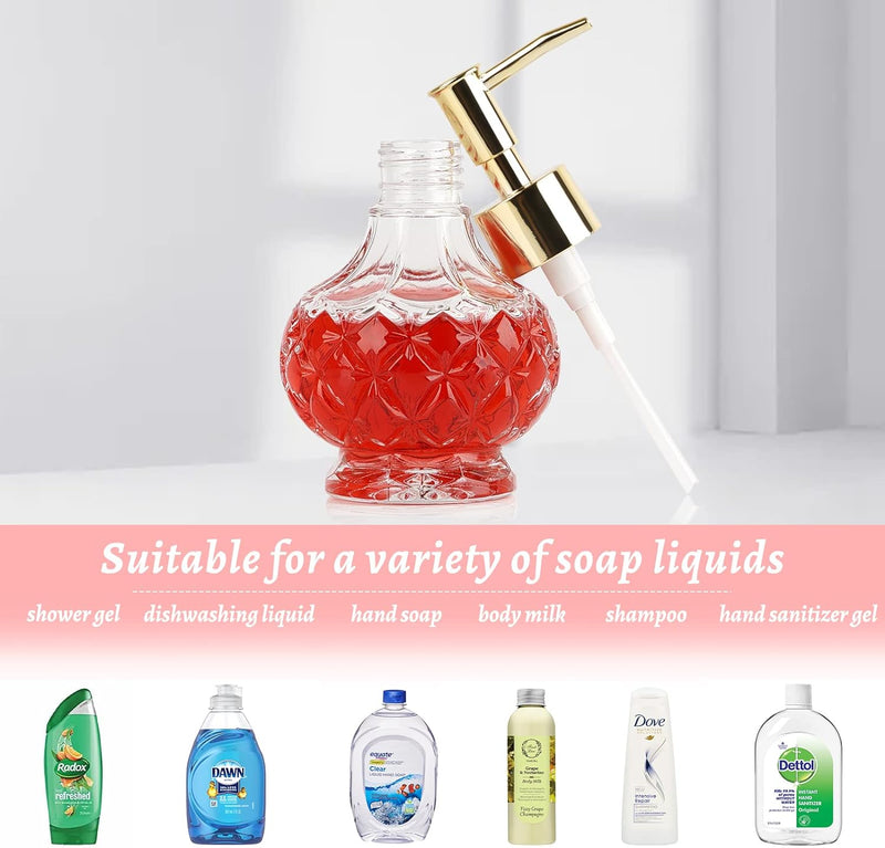 Multipurpose Glass Soap Dispenser - Gold with Easy Cleaning