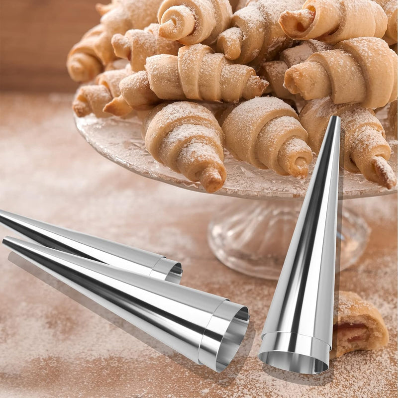 20 Pack Cream Horn Molds - Stainless Steel Baking Cones for Cannolis and Ice Cream - 33 Inch Standing Cone Shape