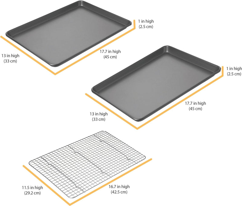 Chicago Metallic Cookie and Jelly-Roll Pan Set with Cooling Rack - 17 x 1225