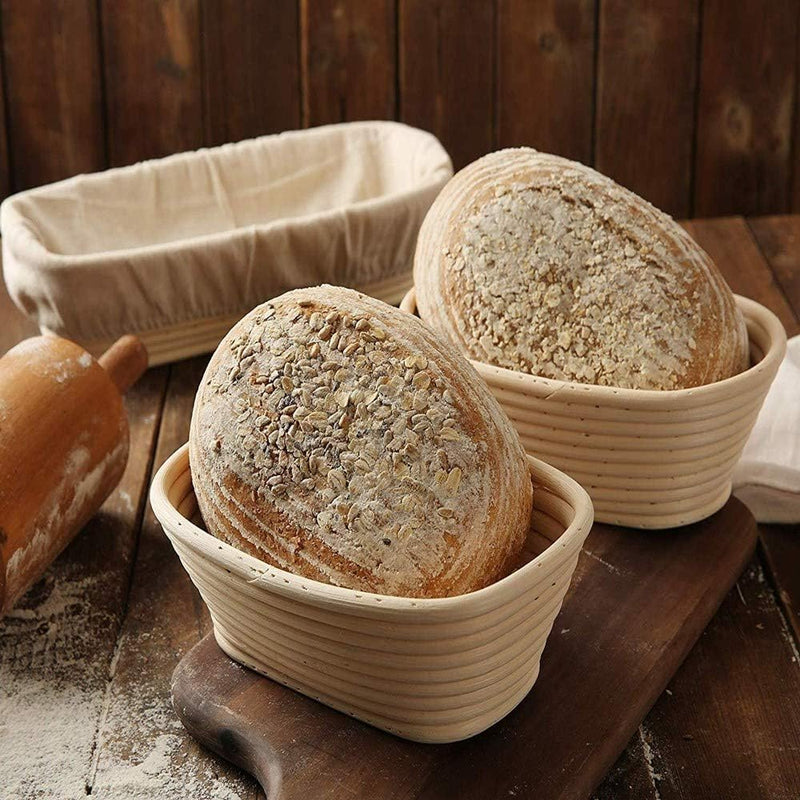Rattan Bread Proofing Basket Set - 10 Inch Oval 2 Pack