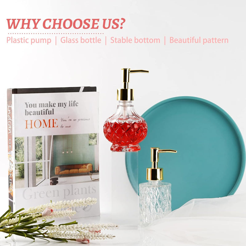 Multipurpose Glass Soap Dispenser - Gold with Easy Cleaning