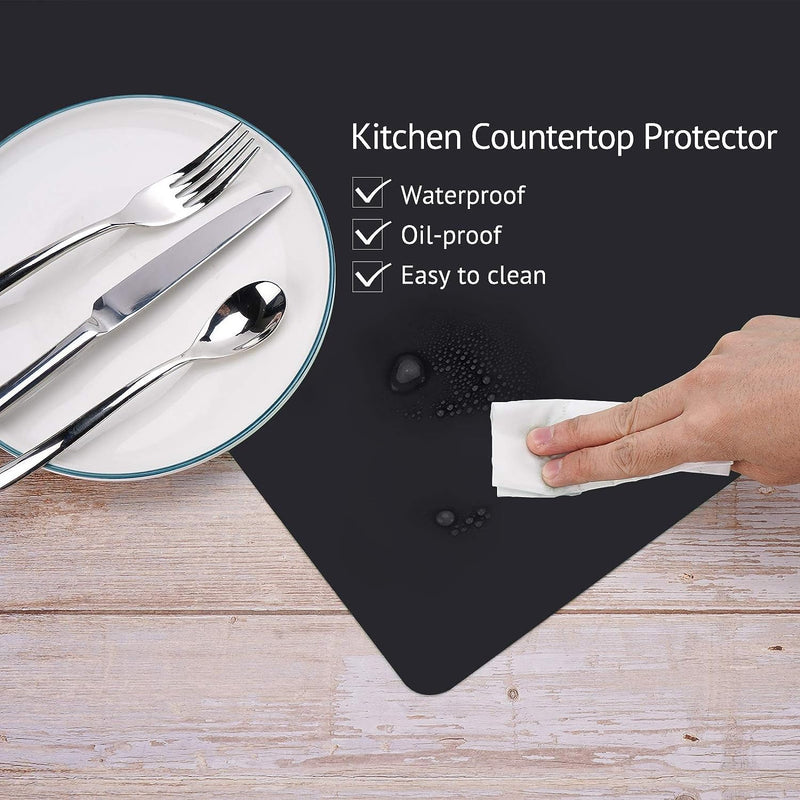 Large Silicone Kitchen Counter Mat 25 x 17 Nonslip Heat Resistant Multipurpose Pad - Black