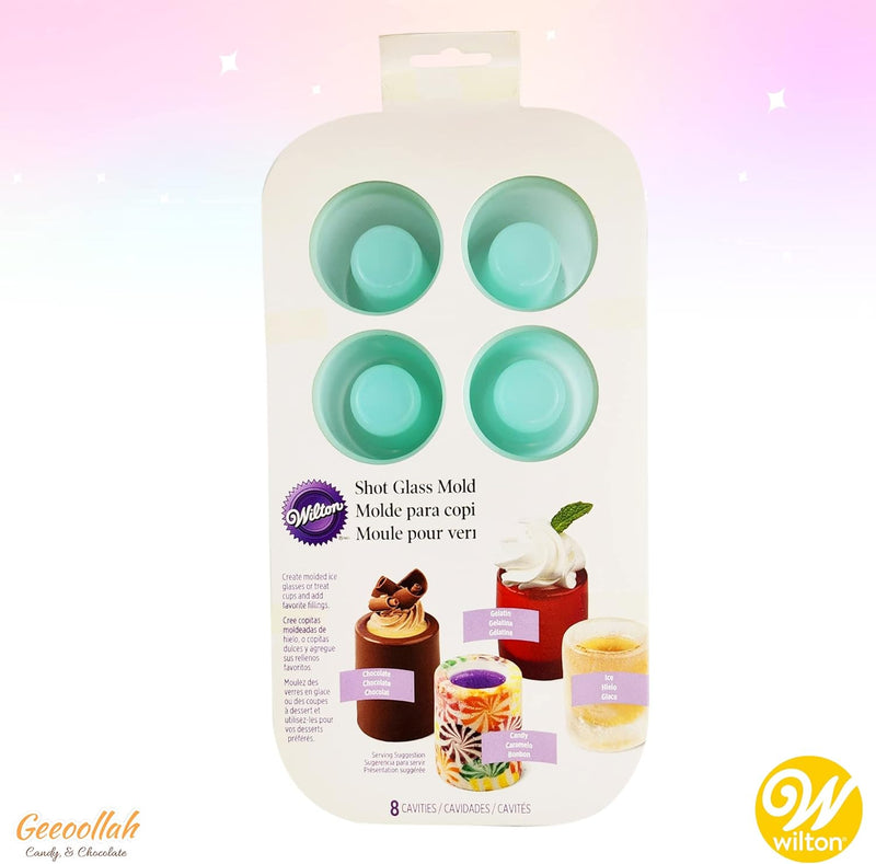 Wilton Shot Glass Silicone Mold - Green Candy and Ice Mold Set for Edible Shots and Baking - 8 Cavities