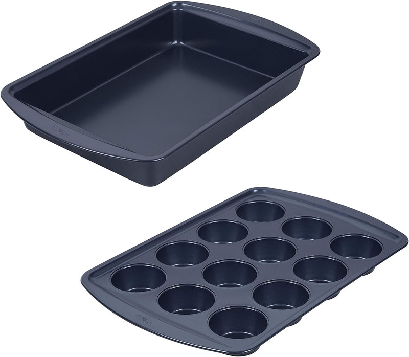 Wilton Non-Stick Diamond-Infused Navy Blue Baking Set