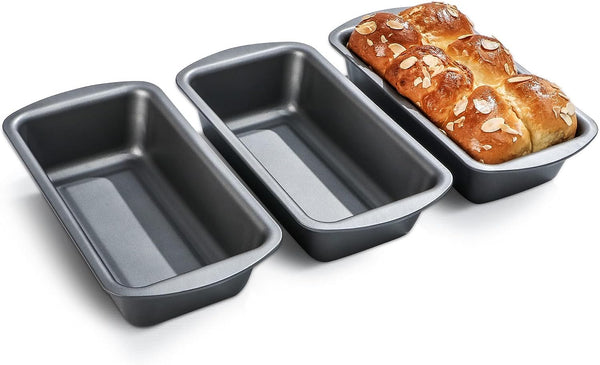 HONGBAKE Nonstick Bread Tin 3-Pack - Perfect for Homemade Bread 85 x 45 Inches Grey