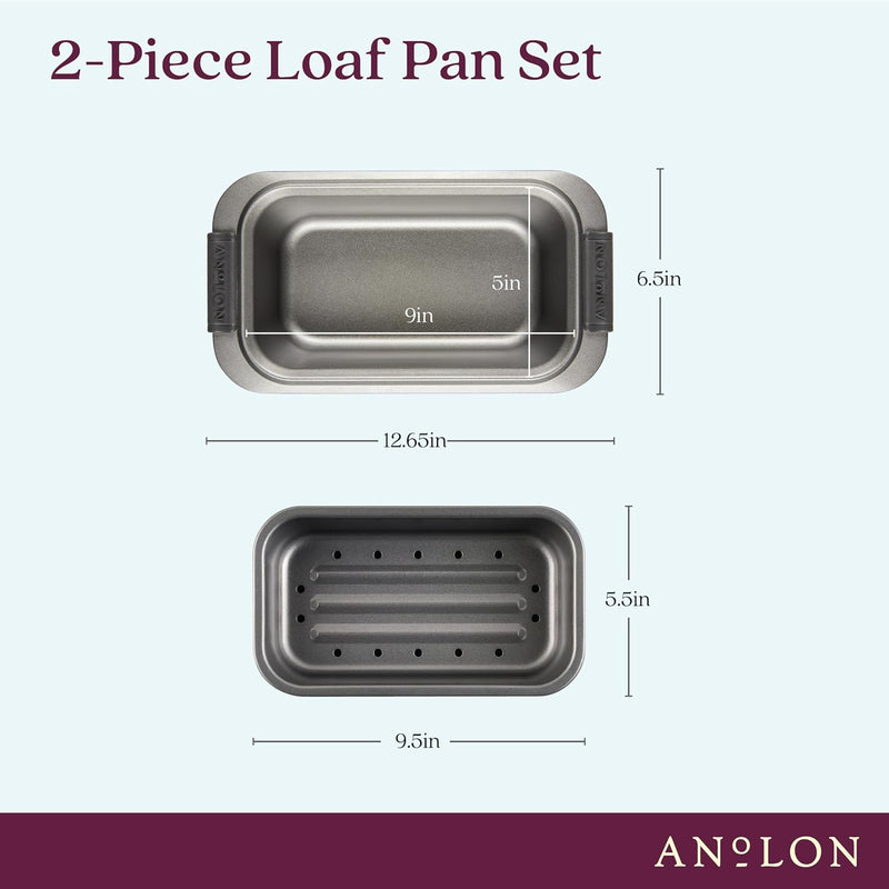 Anolon Advanced Nonstick MeatloafLoaf Pan Set with Grips and Insert - 2 Piece Gray