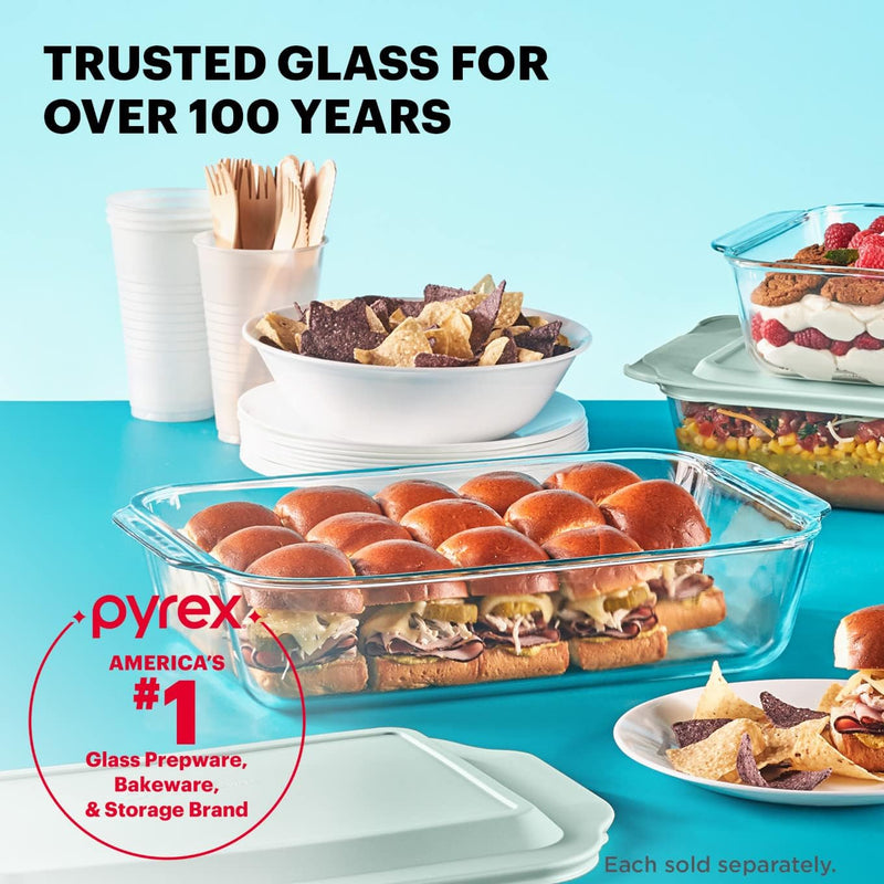 Pyrex Deep Glass Casserole Baking Dish with Lid - Oven Freezer Microwave Safe