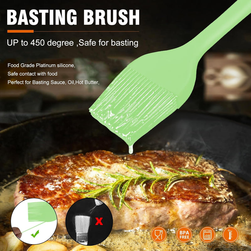 Walfos Silicone Basting Pastry Brush Set 2 Pcs - Heat Resistant for BBQ Baking  Cooking