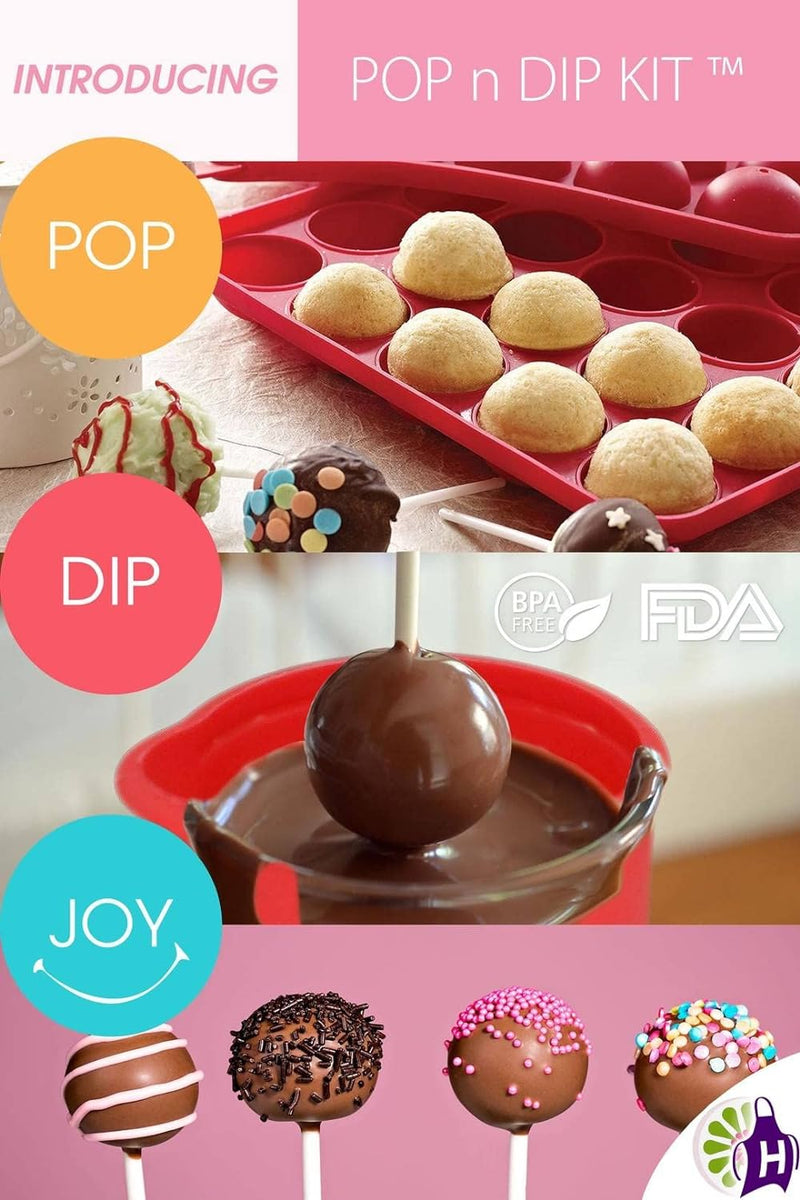 Complete Cake Pop Maker Kit - Nonstick Silicone Includes Stand Molds Sticks Melting Pot Decorating Pen Twist Ties