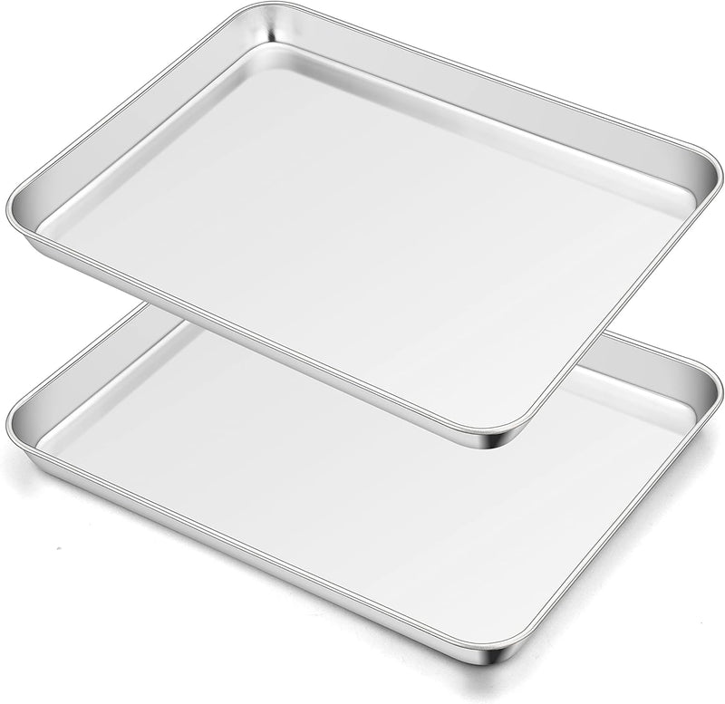 TeamFar Baking Sheet Set - 2-pc Stainless Steel Pan Set Non-toxic  Easy Clean