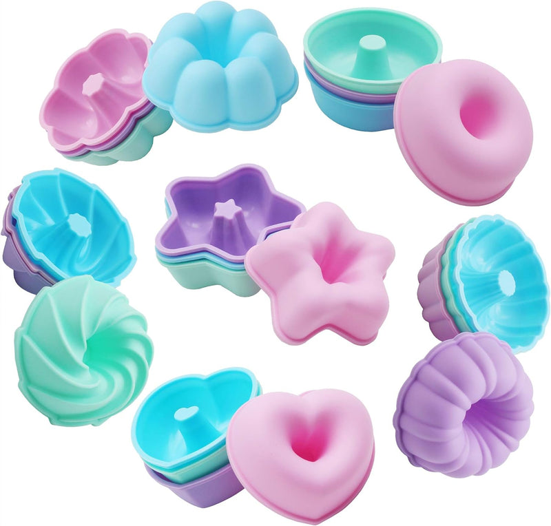 24-Pack Silicone Donut Mold Baking Cups Bagel  Muffin Pan - Nonstick Microwave  Dishwasher Safe