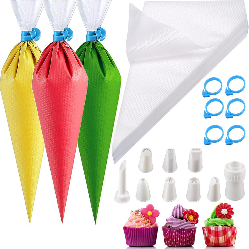 122pc Tipless Piping Bag Set for IcingCookies Decorating with Accessories 12 Inch