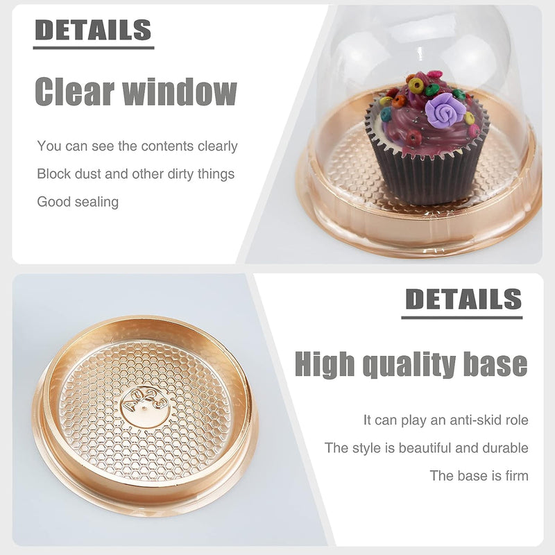 MRFOAM Clear Plastic Mini Cupcake Container - 50pc Black Desk Pet Box Set
