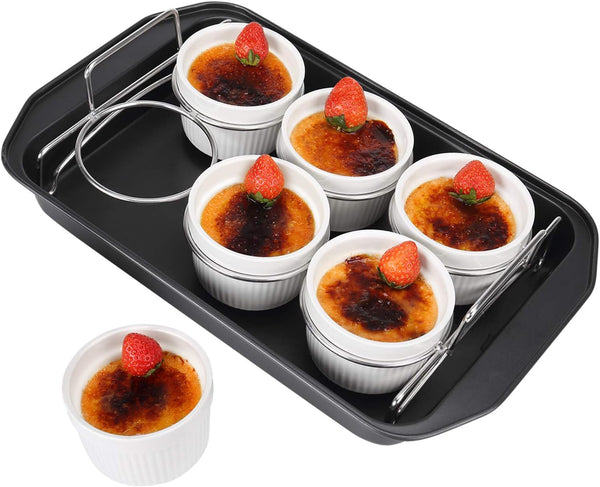 Creme Brulee Set with 6 Ramekins Stainless Steel Rack and 9 X 13 Pan