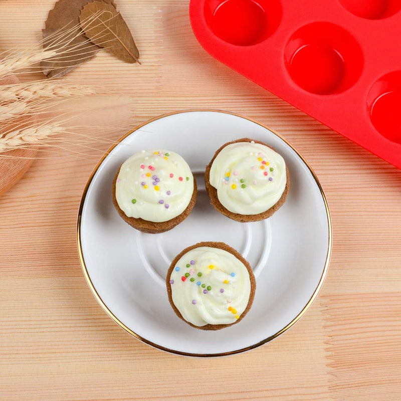 Nonstick Silicone Muffin Pan - BPA Free 12 Cupcake Mold - Regular Size