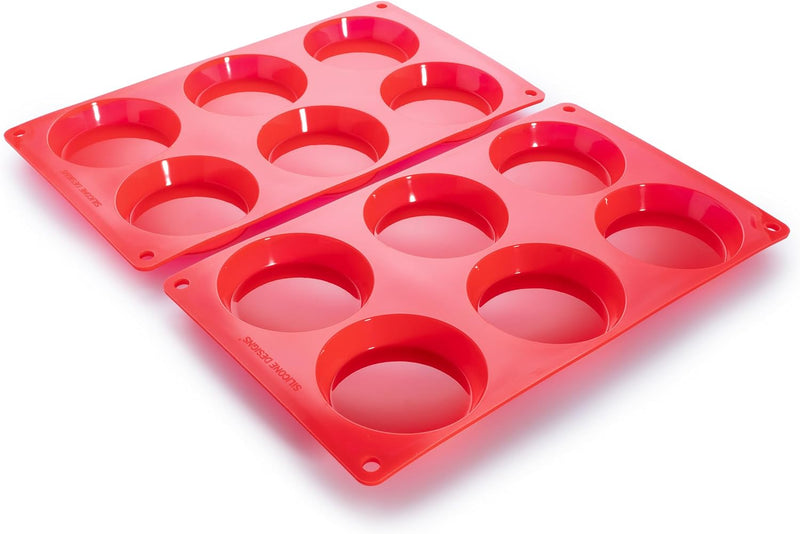 Silicone Muffin Pans - 6 Cup Jumbo Set of 2 Professional Use