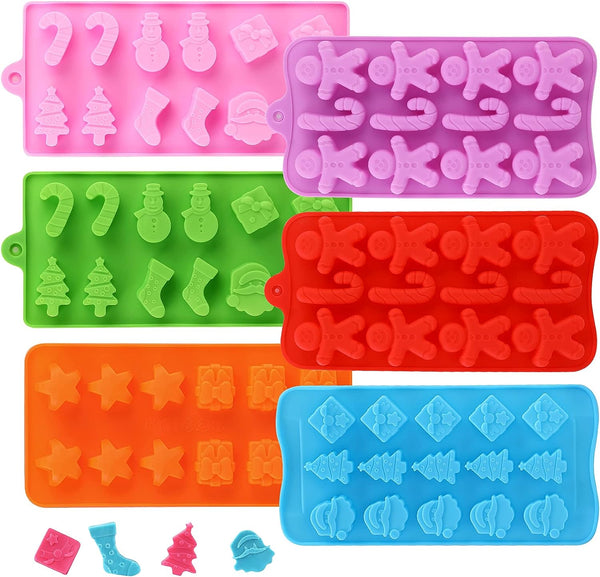 Christmas Silicone Molds - 6Pcs Baking  Candy Molds for Cake Toppers and Decorations