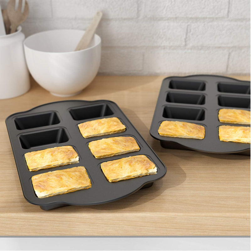 2-Pack Mini Loaf Pan Non-Stick Carbon Steel 8-Cavity Baking Bread Pan