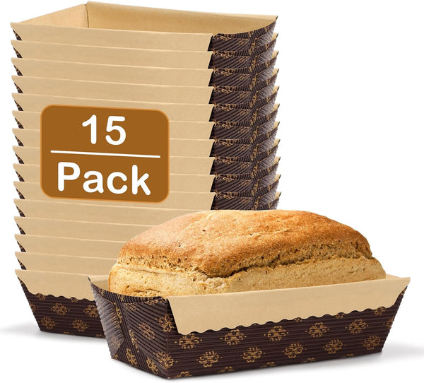 Tcucina Baking Parchment Paper Mini Loaf Pans - 15 Pack 6x25 IN 13 OZ