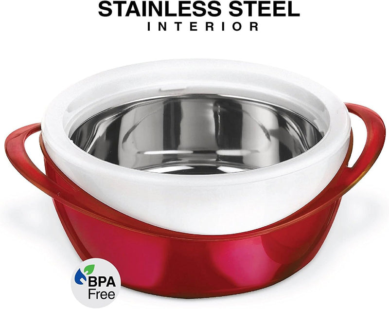 Pinnacle Large Insulated Casserole Dish with Lid - 36 qt Thermal Food WarmerCooler - Stainless Steel Container - Holiday Red