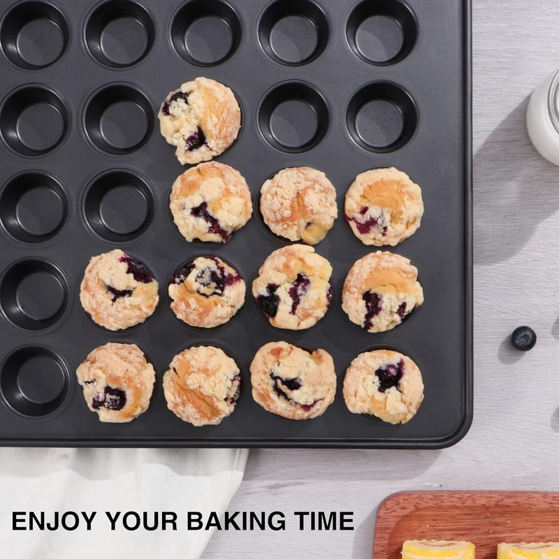 HONGBAKE Nonstick Muffin Pan - 12 Cup 2 Pack - Dark Grey