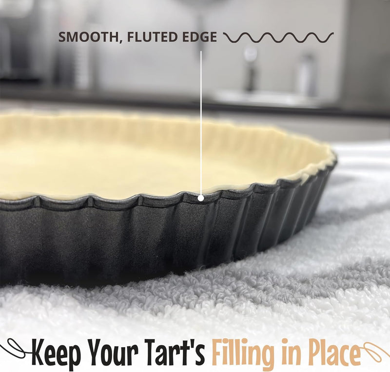 Non-Stick Tart  Quiche Pan - 9 Inch Round Removable Bottom Fluted Design