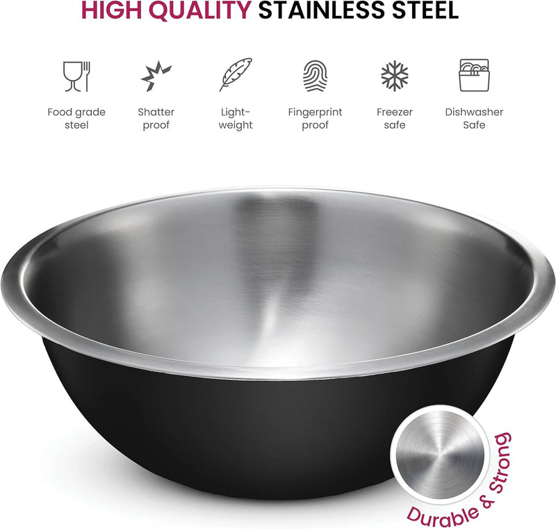 Stainless Steel Mixing Bowl Set - Space Saving Easy to Clean 5 Pieces